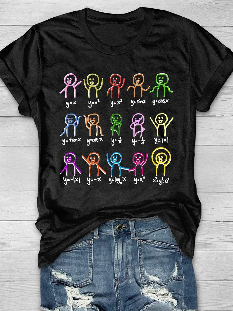 Math Stick Figures Science Print Short Sleeve T-shirt