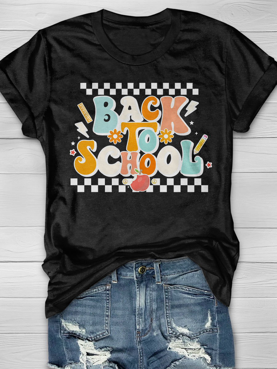 Back To School Print Short Sleeve T-shirt