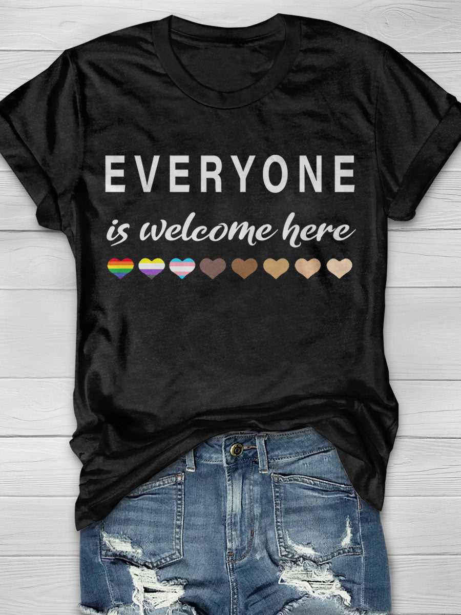 Everyone Is Welcome Here Print T-shirt