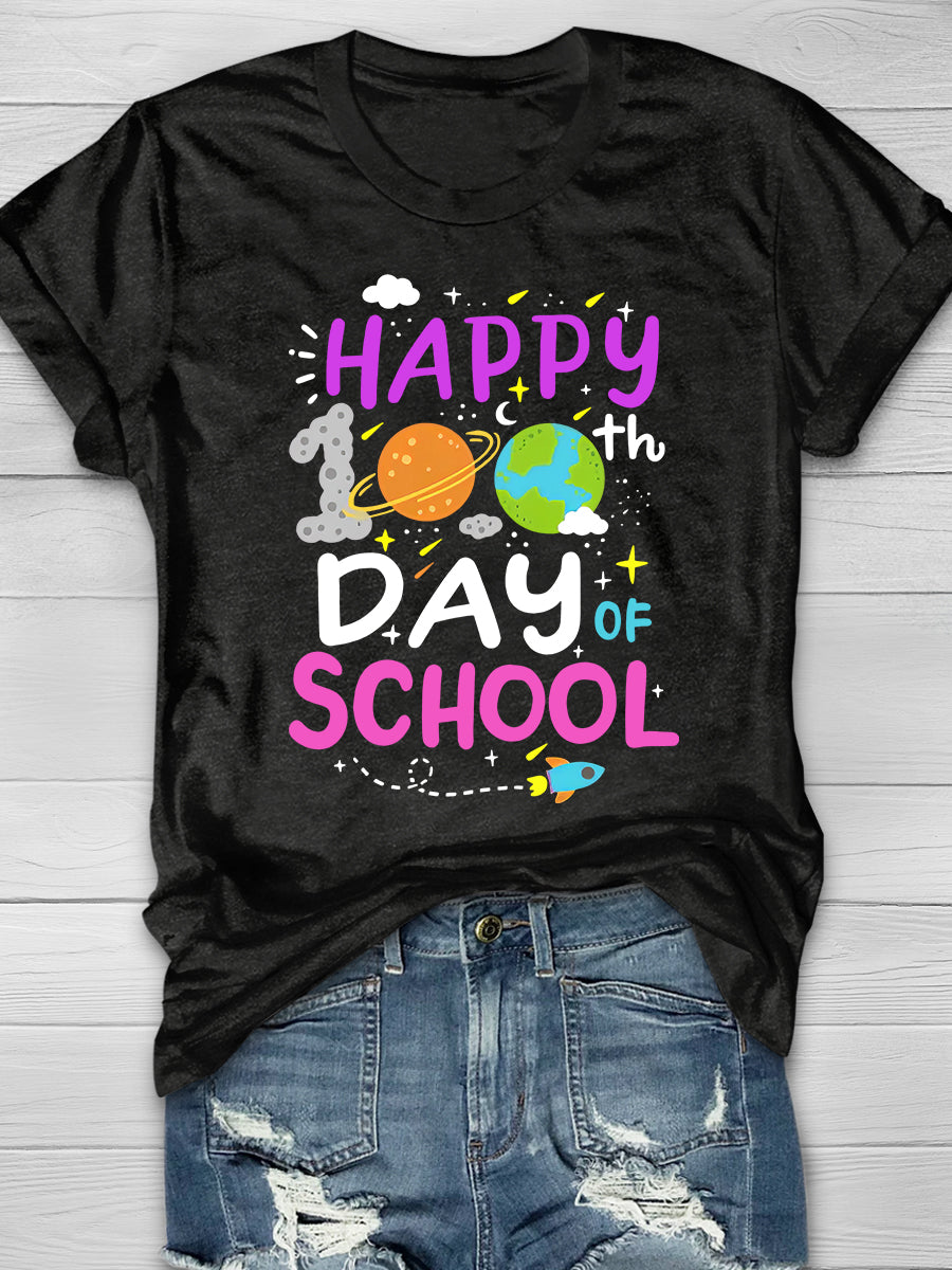 Happy 100th Day Of School Print T-shirt