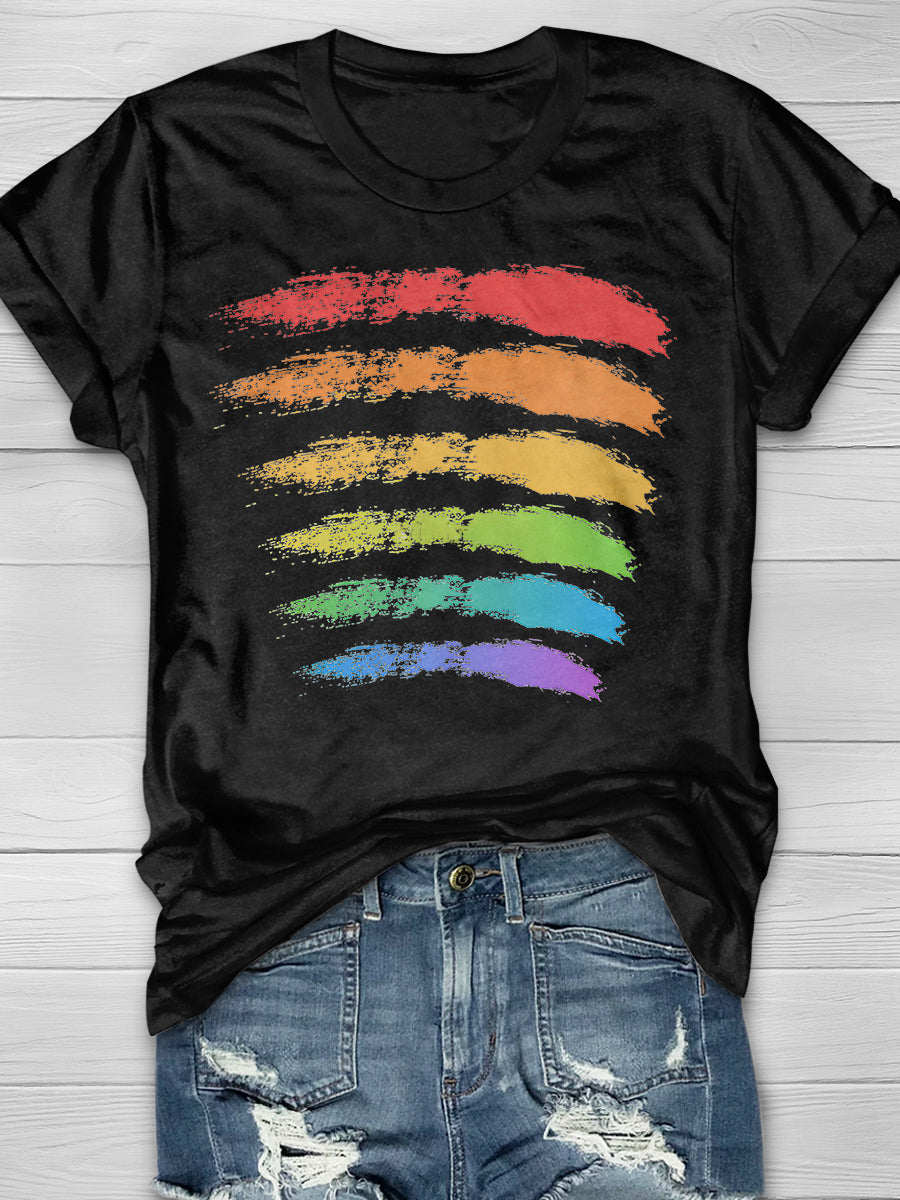 Gay Pride Flag Print Short Sleeve T-shirt