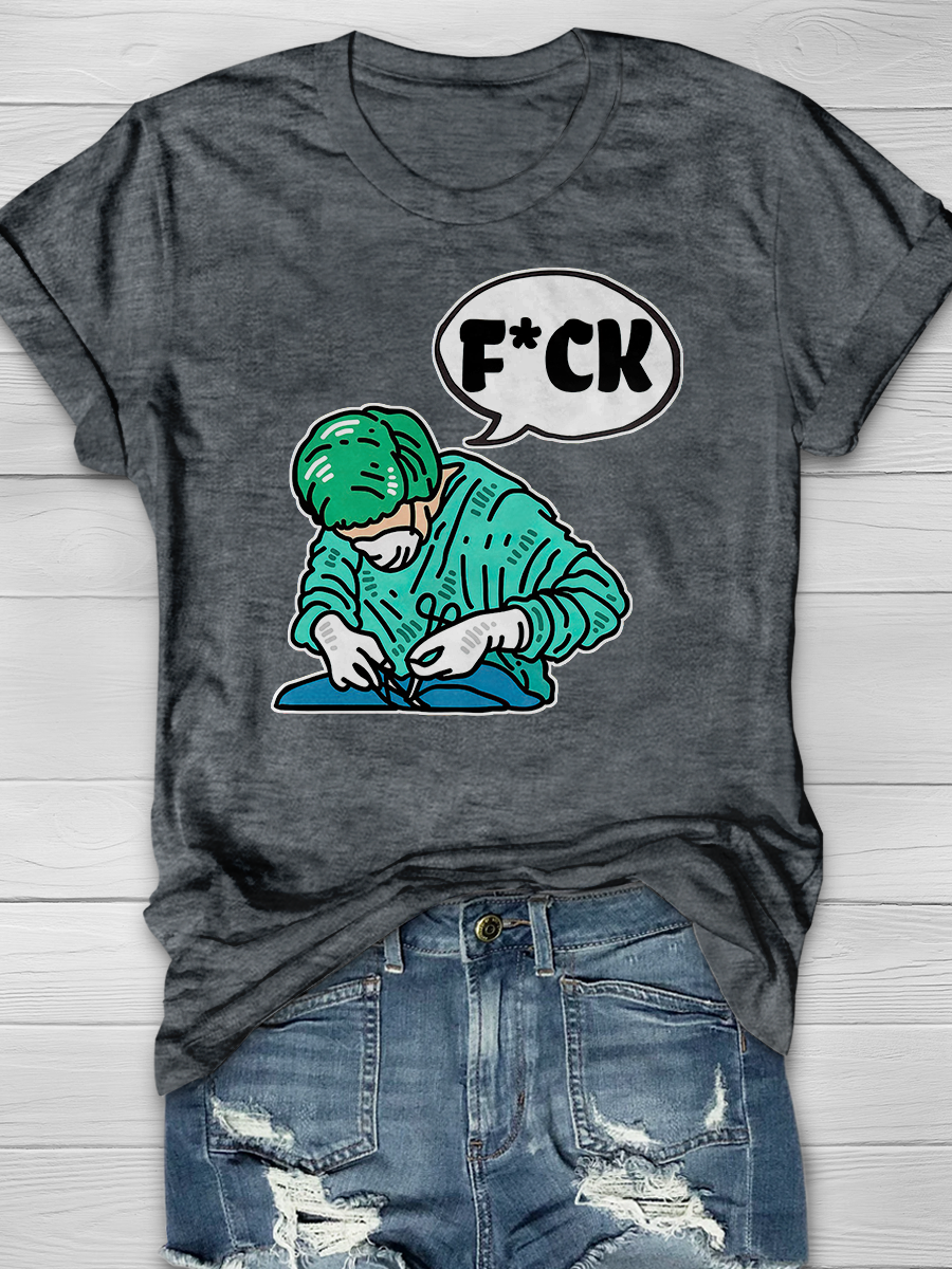 Swearing Surgeon Print T-shirt