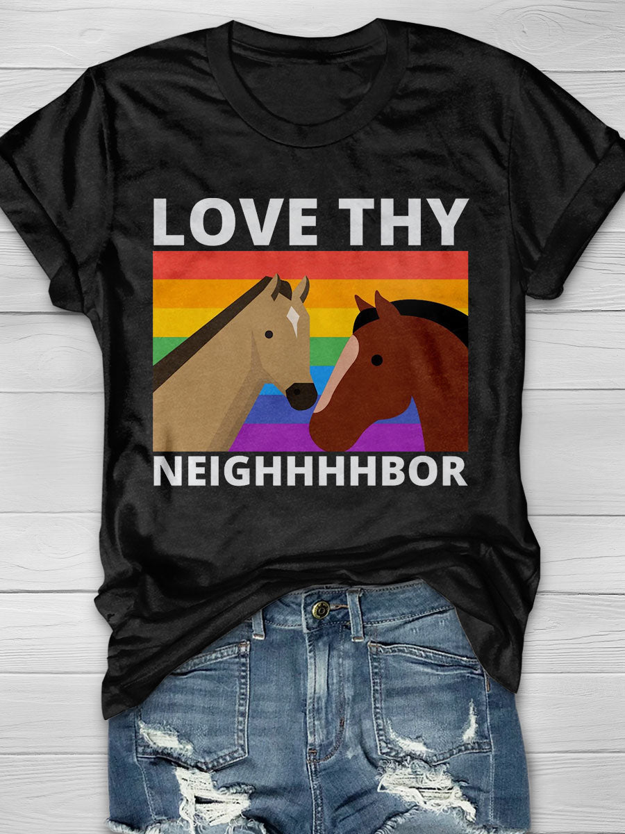 Love Thy Neighbor Print T-shirt