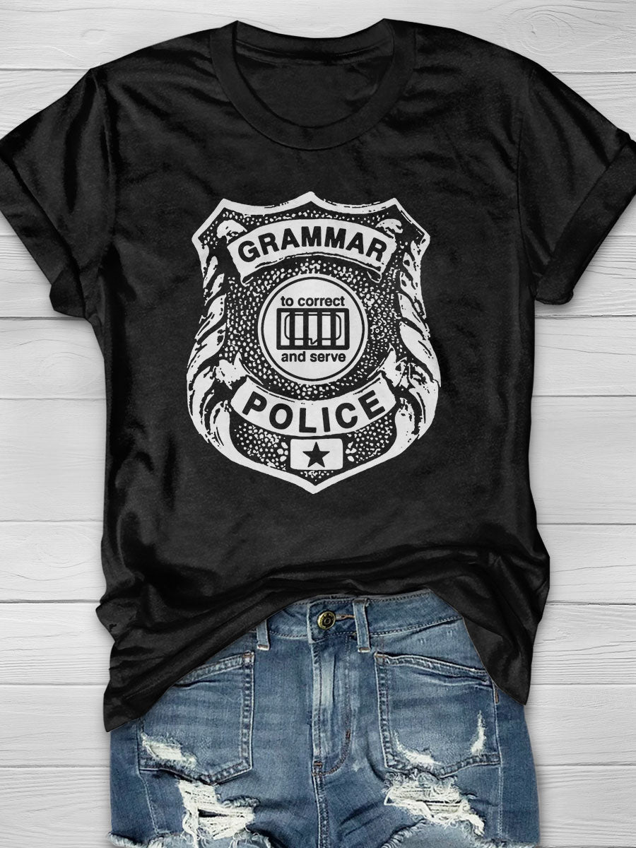 Grammar Police print T-shirt