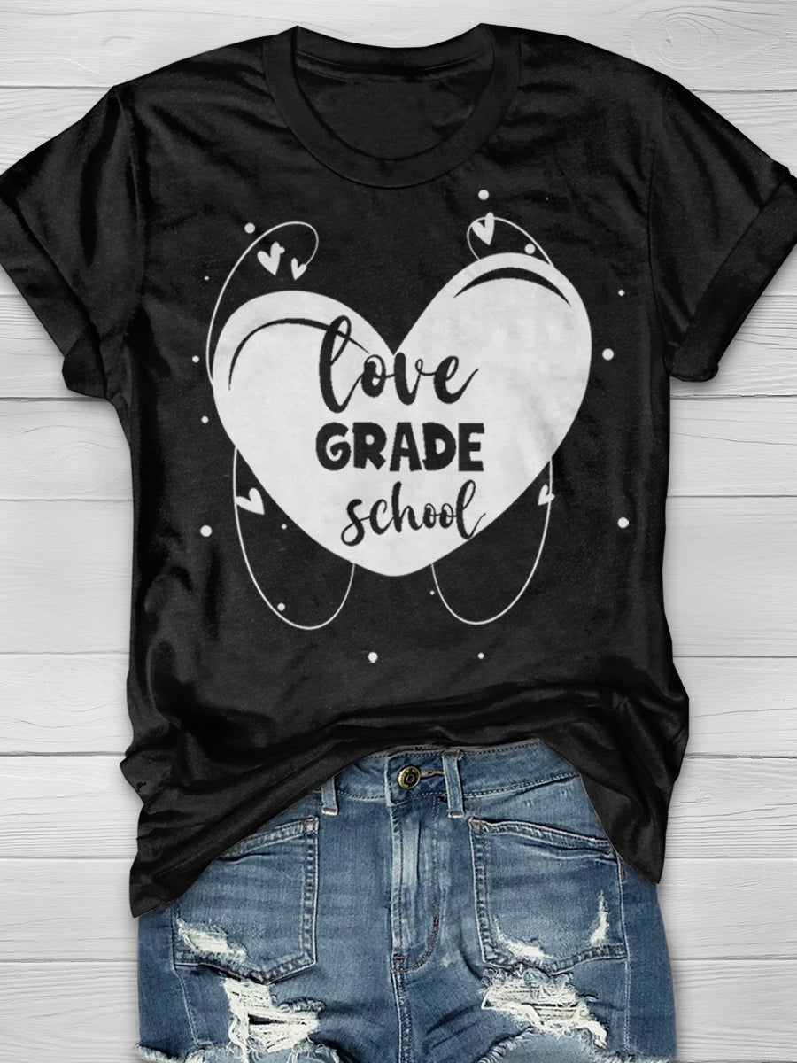 Love Grade School Print Short Sleeve T-shirt