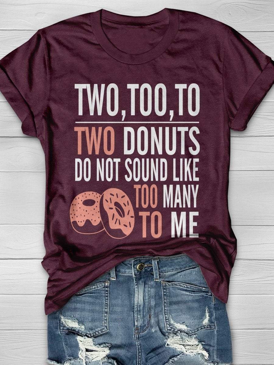 Two Too To Funny Grammar Print Short Sleeve T-shirt
