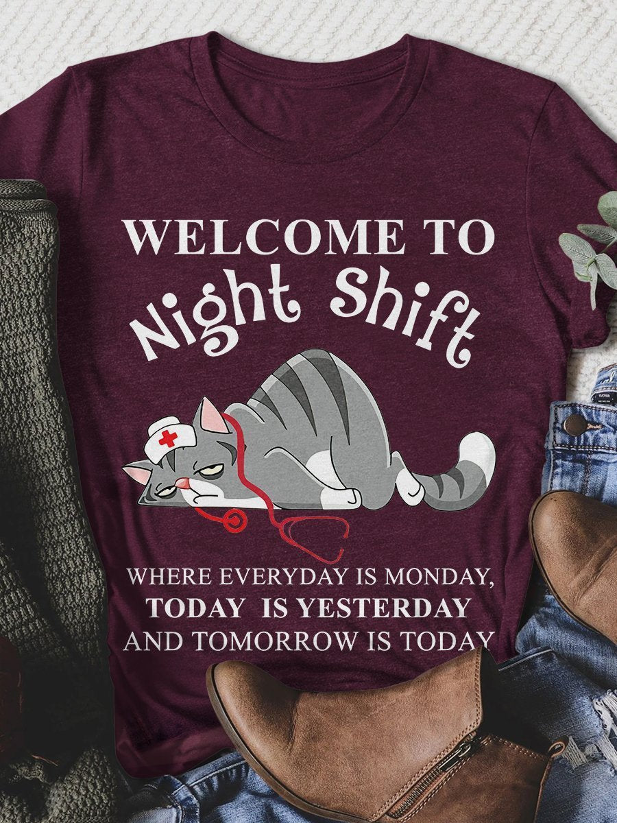 Night Shift Nurse Print Short Sleeve T-shirt