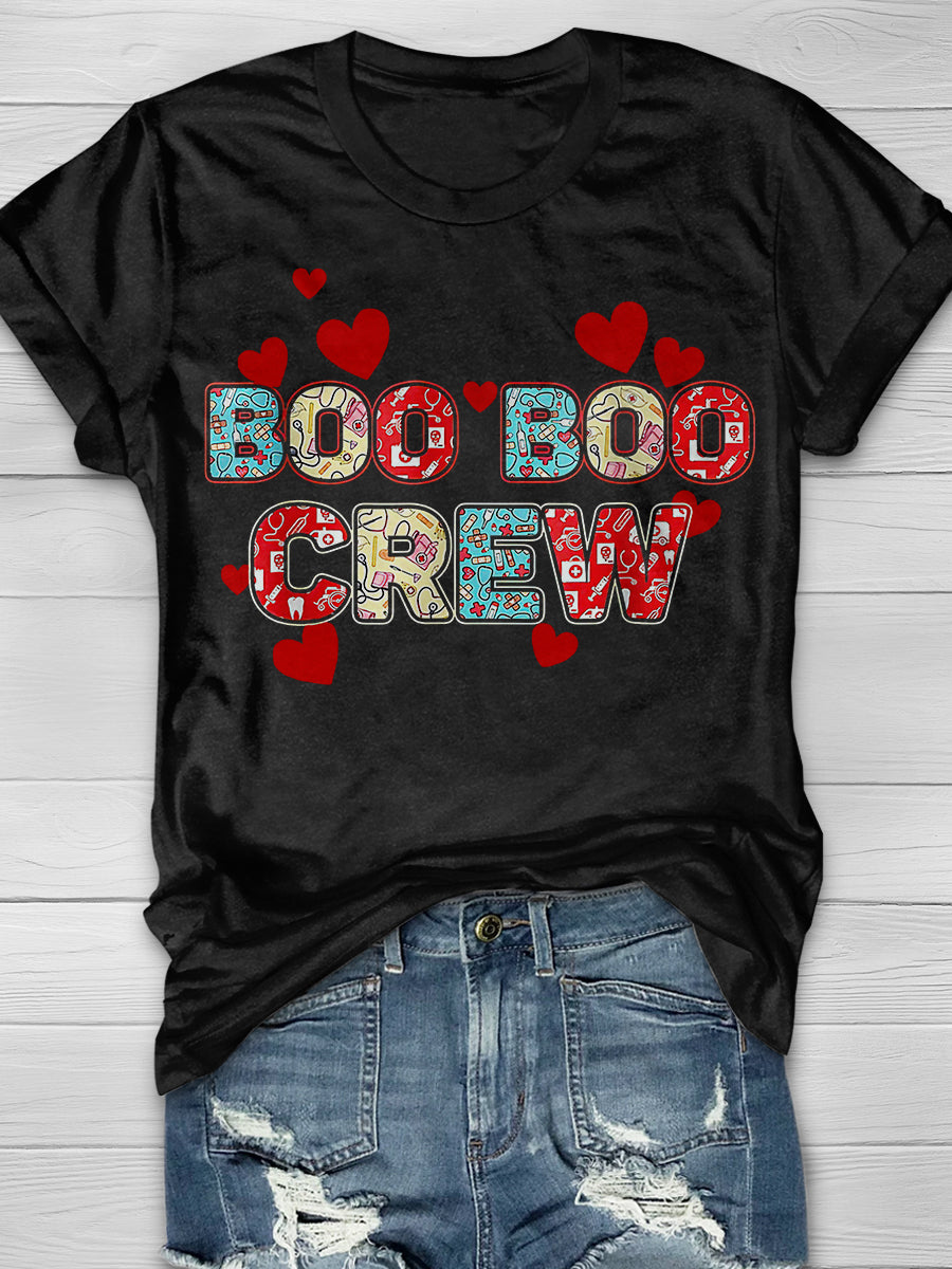 Boo Boo crew Print Short Sleeve T-shirt