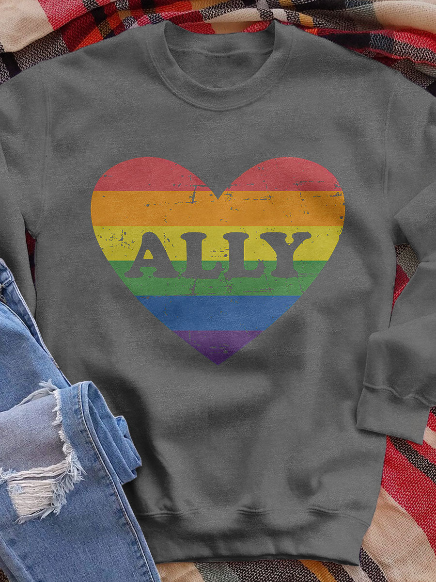 Ally Rainbow Flag Print Sweatshirt