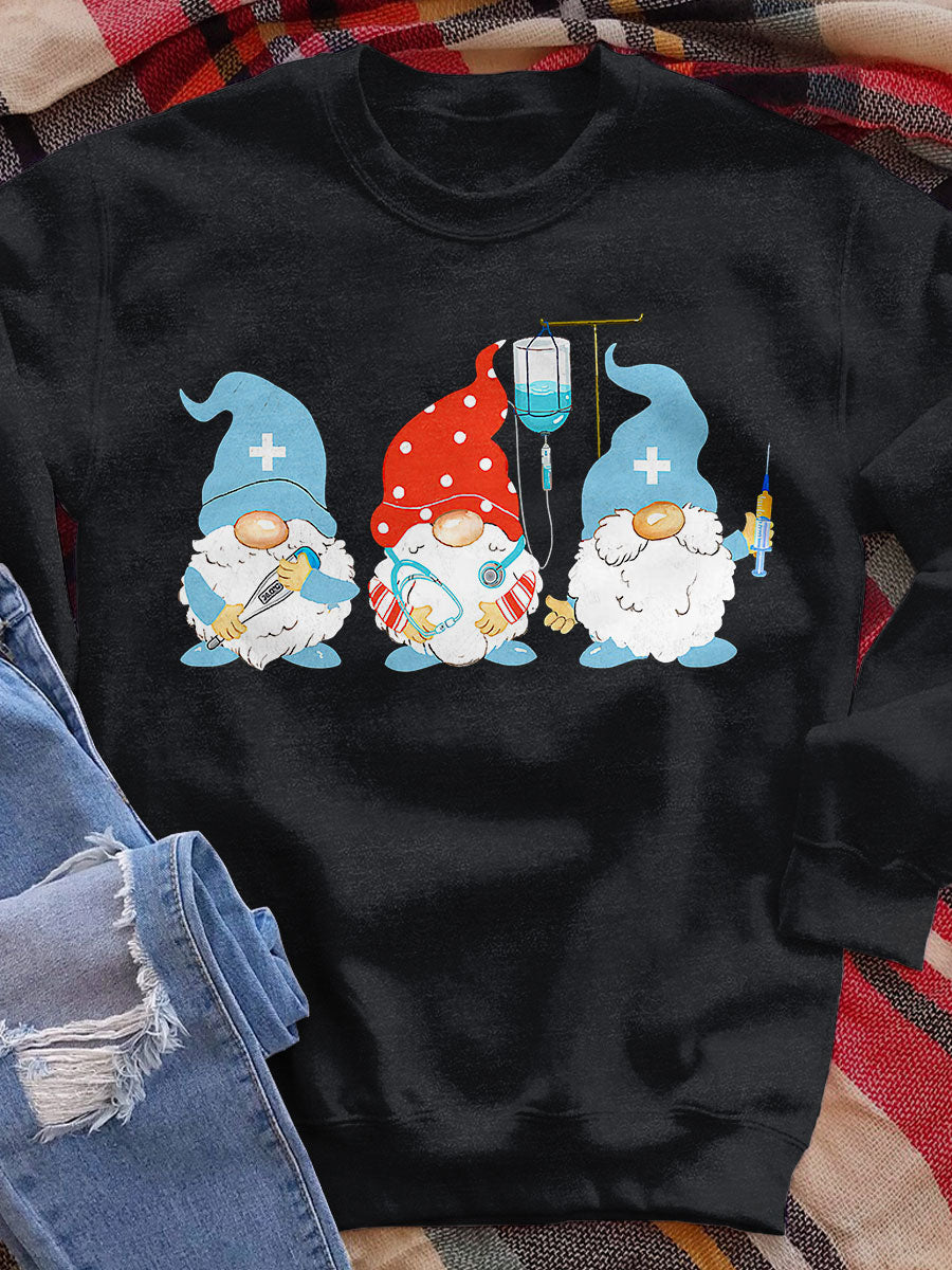 Cute Gnomes Nursing Print Sweatshirt