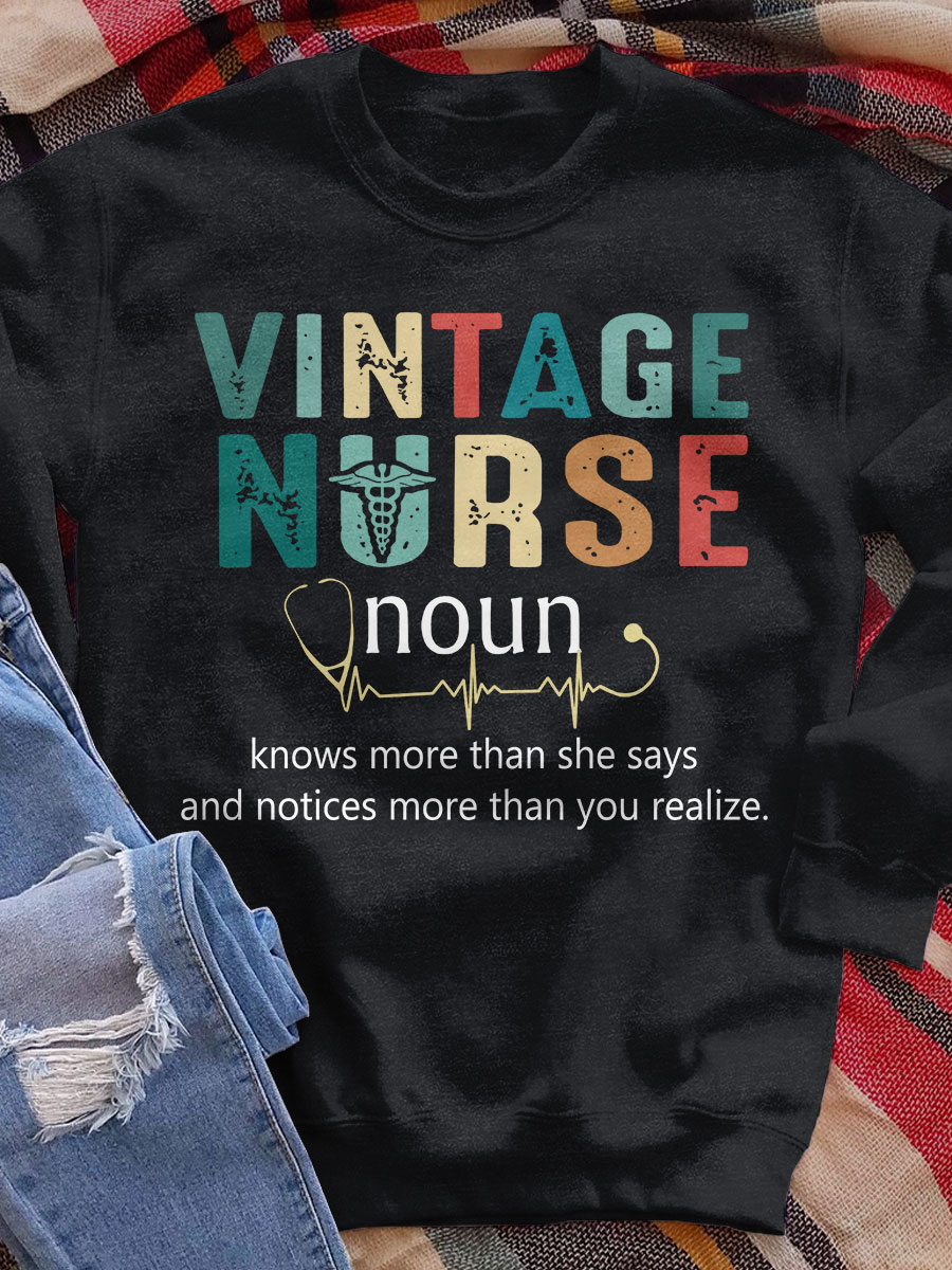 Vintage Nurse Print Sweatshirt