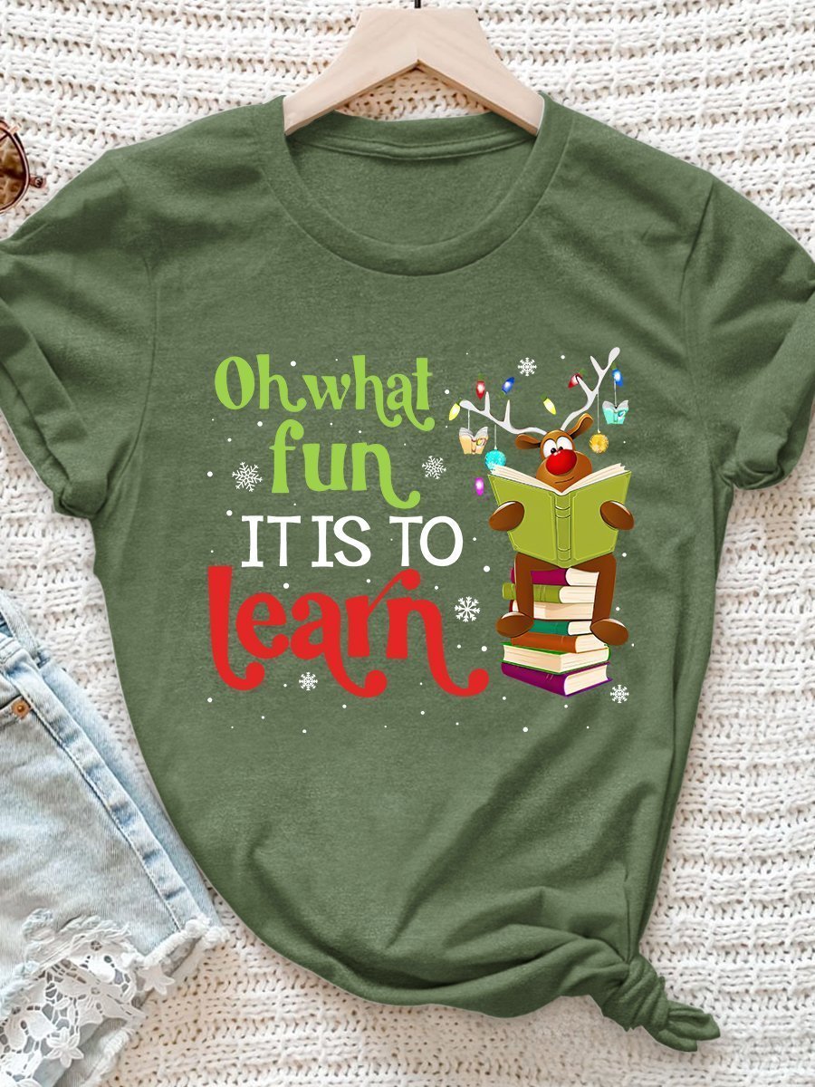 What Fun It Is To Learn Print Short Sleeve T-shirt