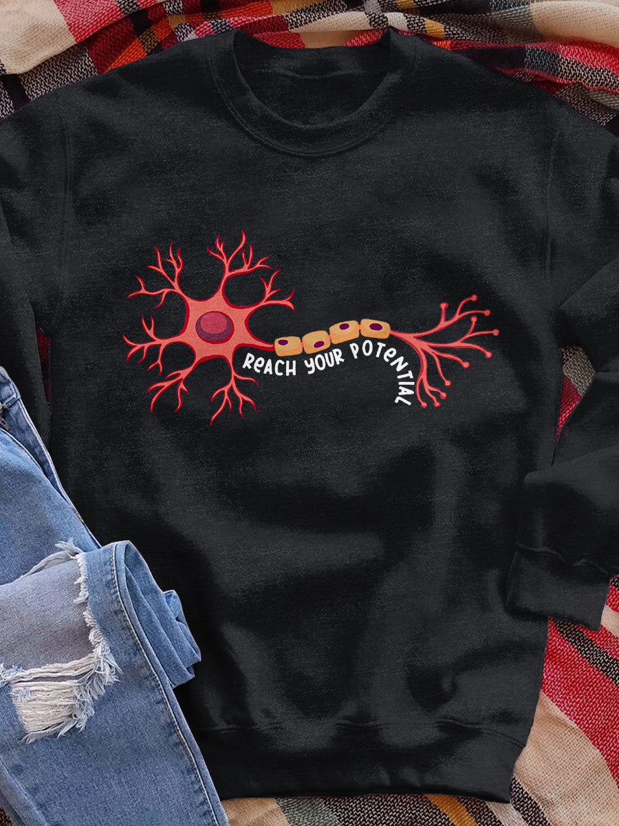 Neuron Action Potential Print Sweatshirt