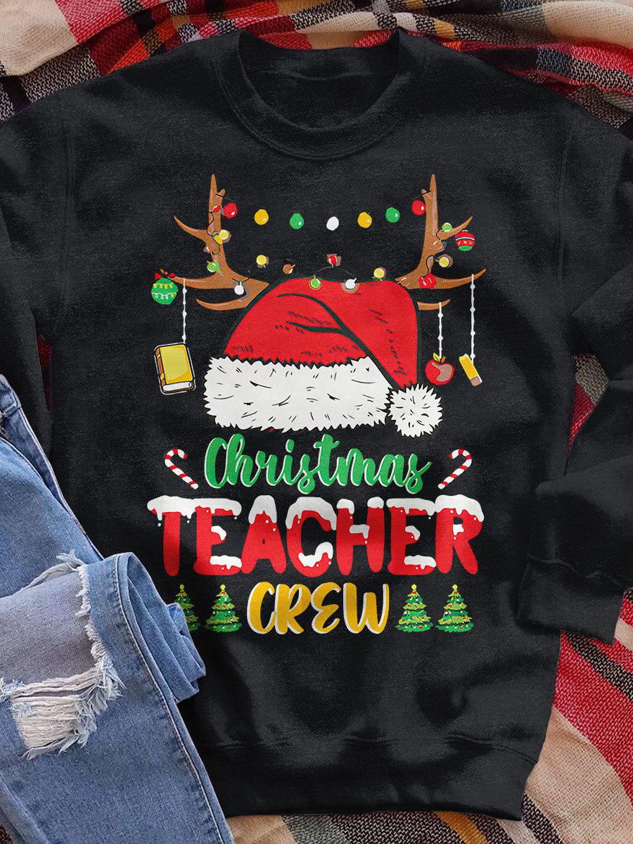 Christmas Teacher Crew Print Sweatshirt