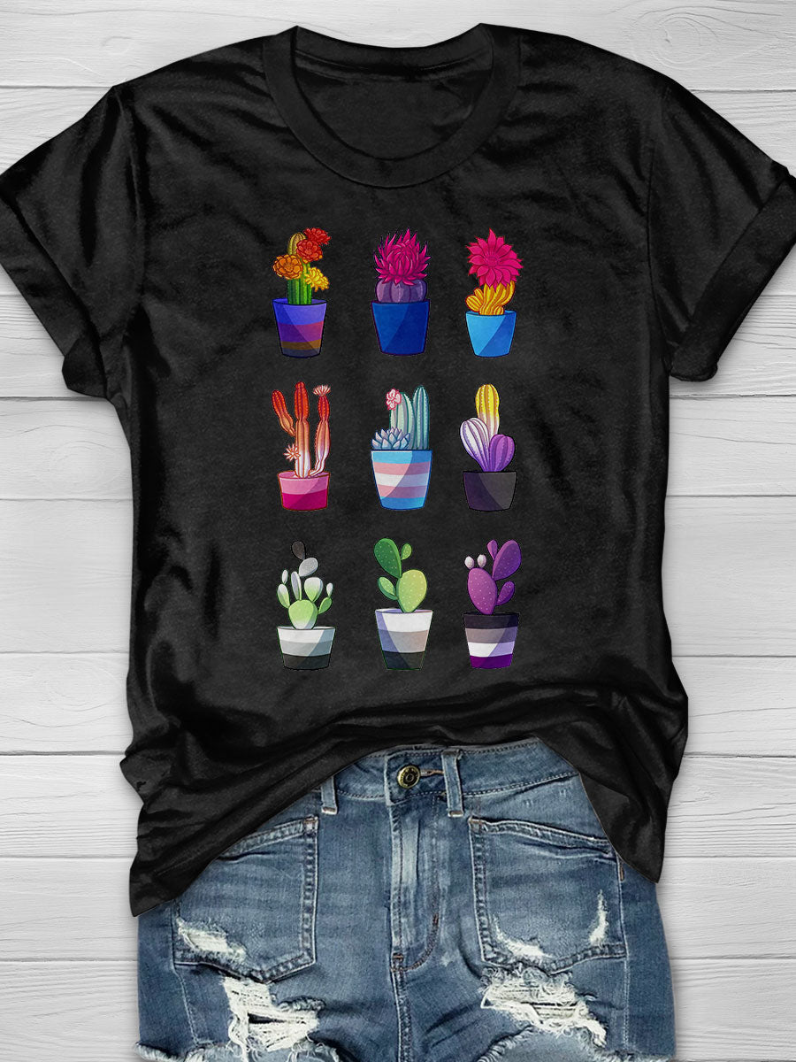 Lgbt Pride Cacti print T-shirt