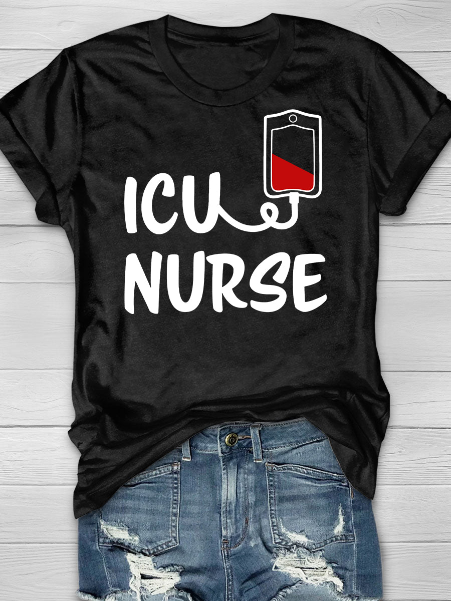 ICU NURSE Print Short Sleeve T-shirt