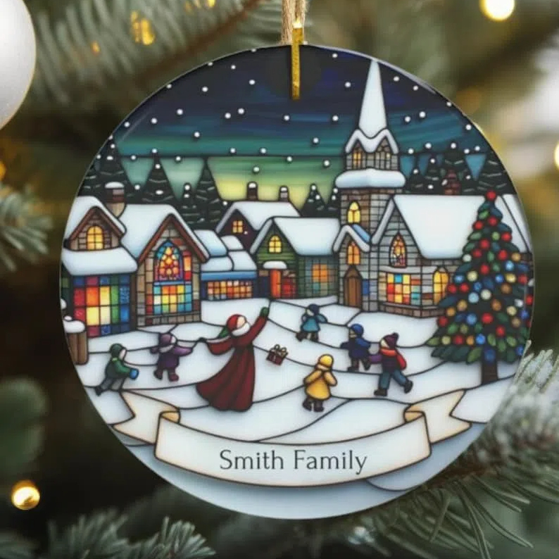 🎄CHRISTMAS SALE 50% OFF⛄Snowman  Ceramic Christmas Stained Glass Ornament