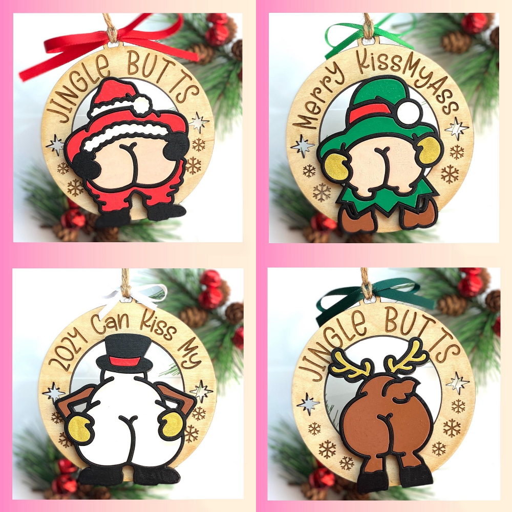 🤣Funny Jingle Butts Christmas Ornament