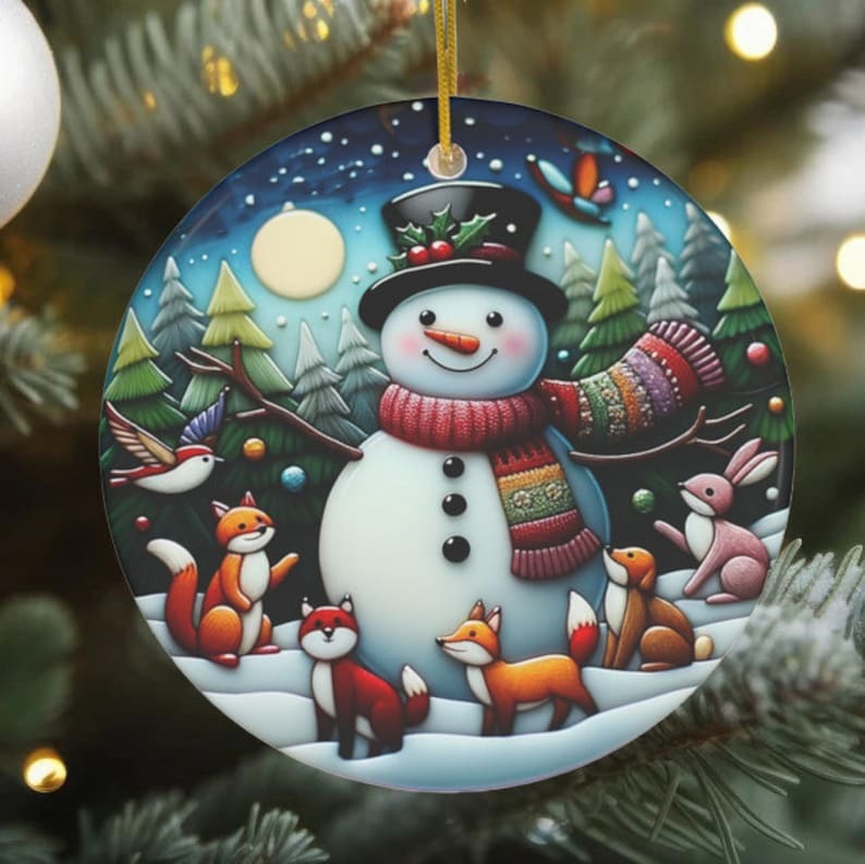 🎄CHRISTMAS SALE 50% OFF⛄Snowman  Ceramic Christmas Stained Glass Ornament