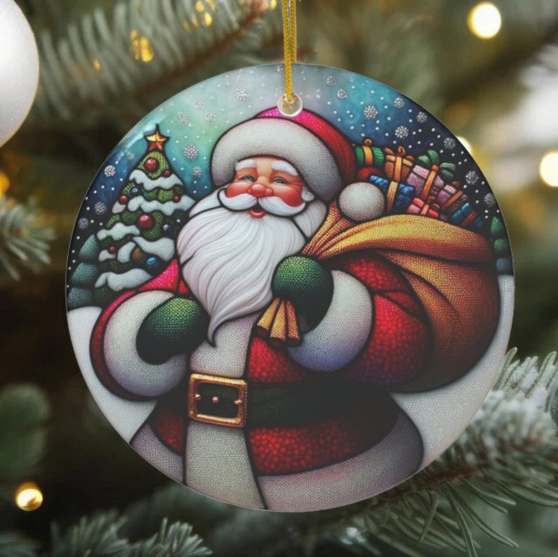 Ceramic Christmas Stained Glass Ornament
