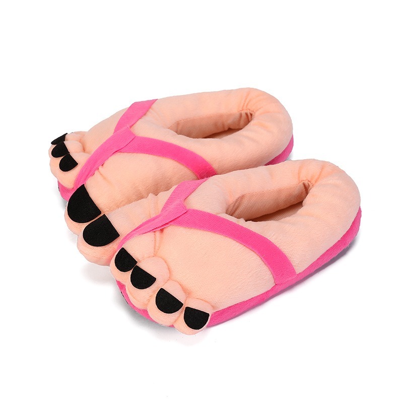 Funny Foot Plush Novelty Five Fingers Slippers 