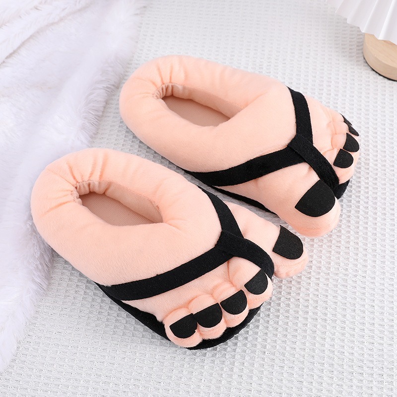 Funny Foot Plush Novelty Five Fingers Slippers 
