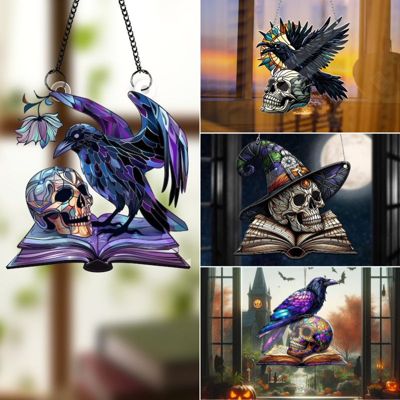👻2024 NEW Halloween Skeleton Crow Spooky Suncatcher