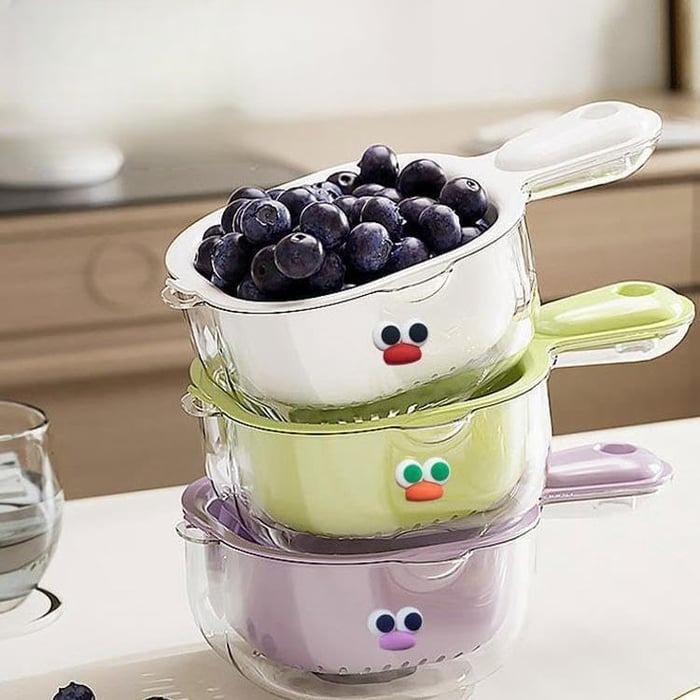 🔥Kitchen Dual-Layer Draining Basket with Handle
