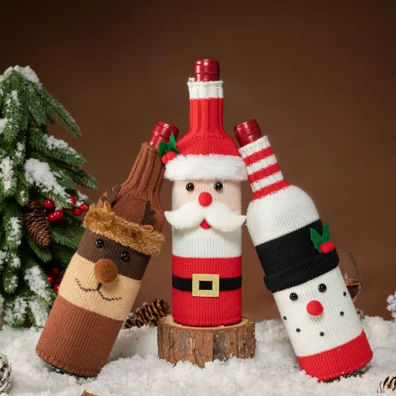 🎅Christmas Cartoon knitted wine bottle set🍷