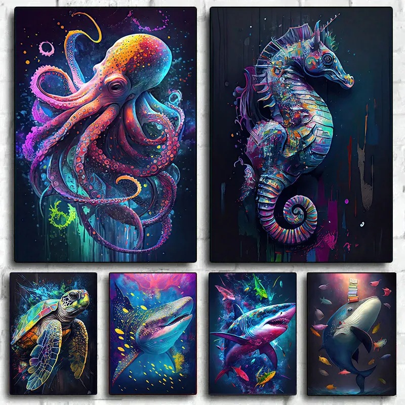 Home Decor Ocean Animals Wall Art Painting