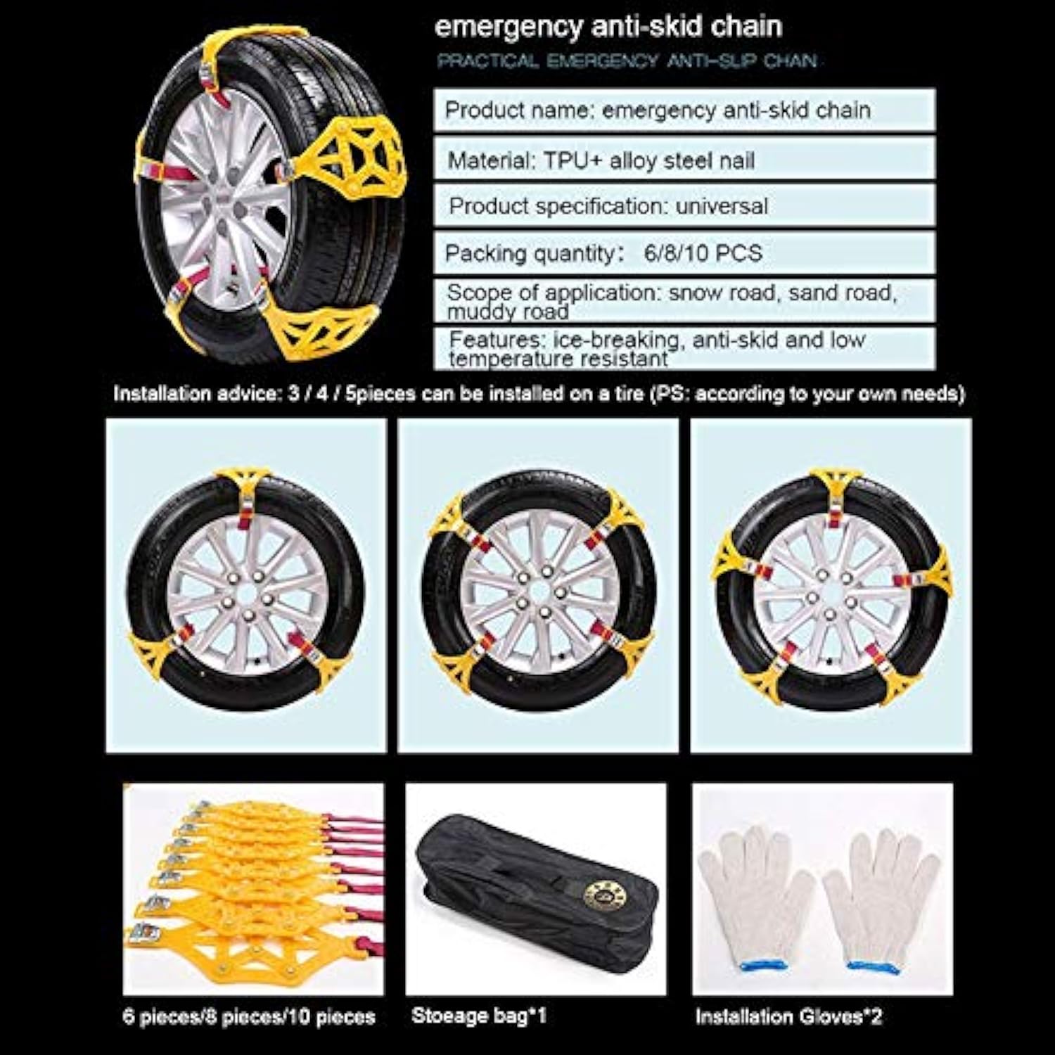 Winter tire chains for all terrains