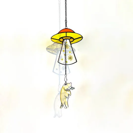 🌌UFO Takes Away Kitten Suncatcher🐈