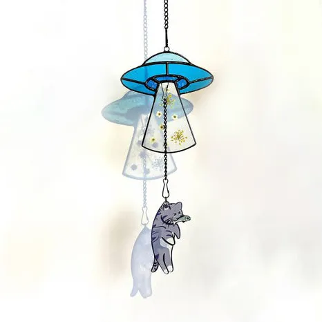 🌌UFO Takes Away Kitten Suncatcher🐈
