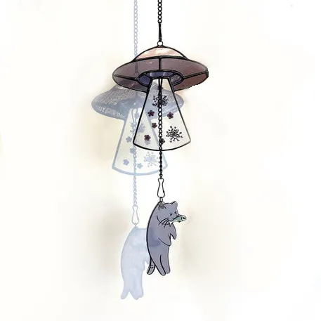 🌌UFO Takes Away Kitten Suncatcher🐈