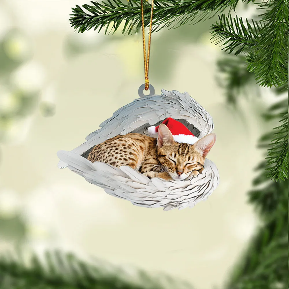 ✨Christmas Tuxedo Cat Sleeping Angel Ornament✨