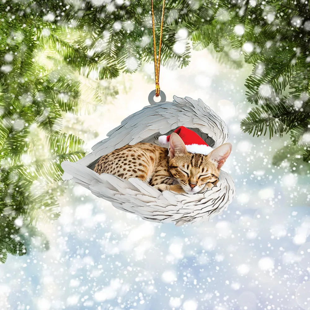 ✨Christmas Tuxedo Cat Sleeping Angel Ornament✨