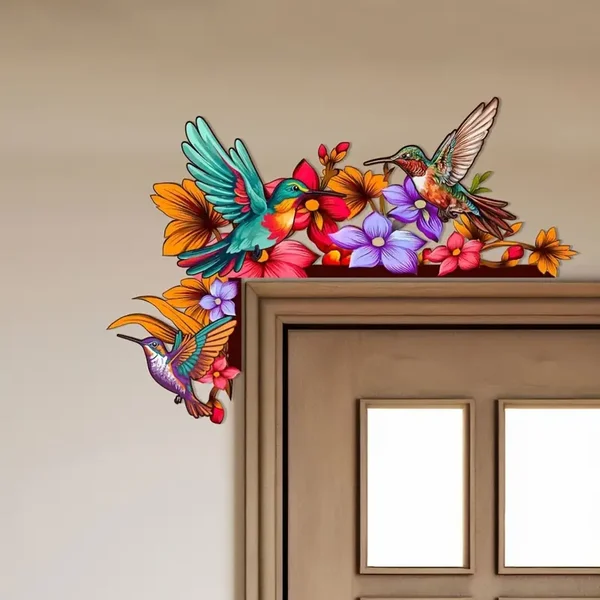 🌈✨Wooden Colorful Hummingbird Door Corner Decor