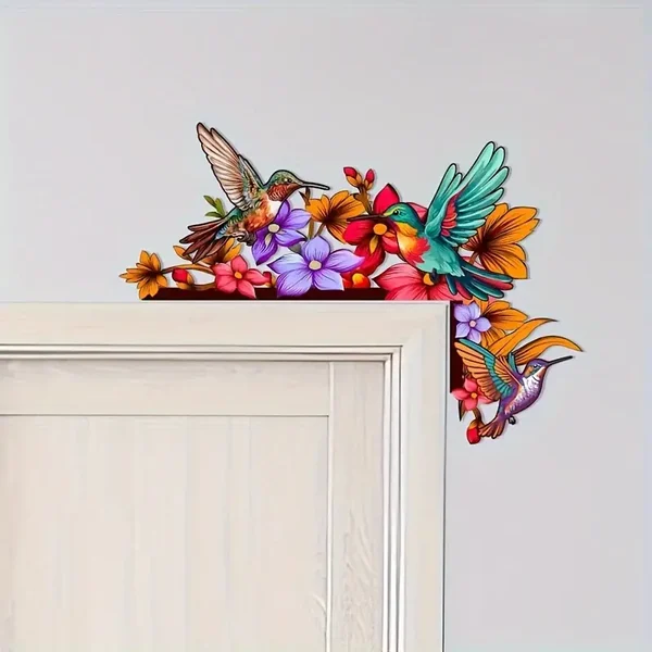 🌈✨Wooden Colorful Hummingbird Door Corner Decor