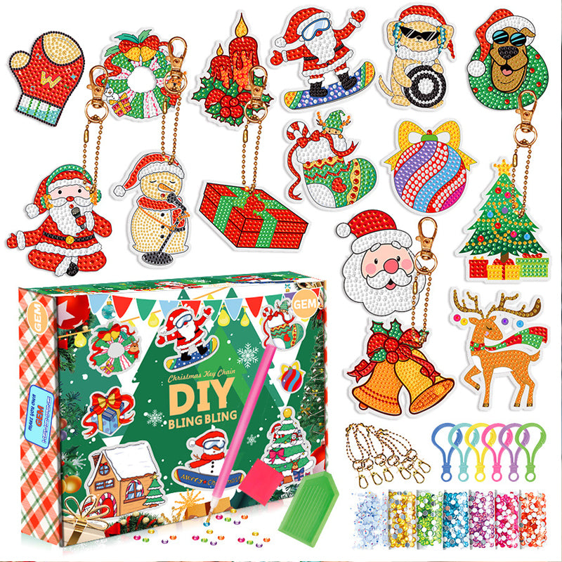 🎁Christmas DIY Diamond Painting Keychain🎄