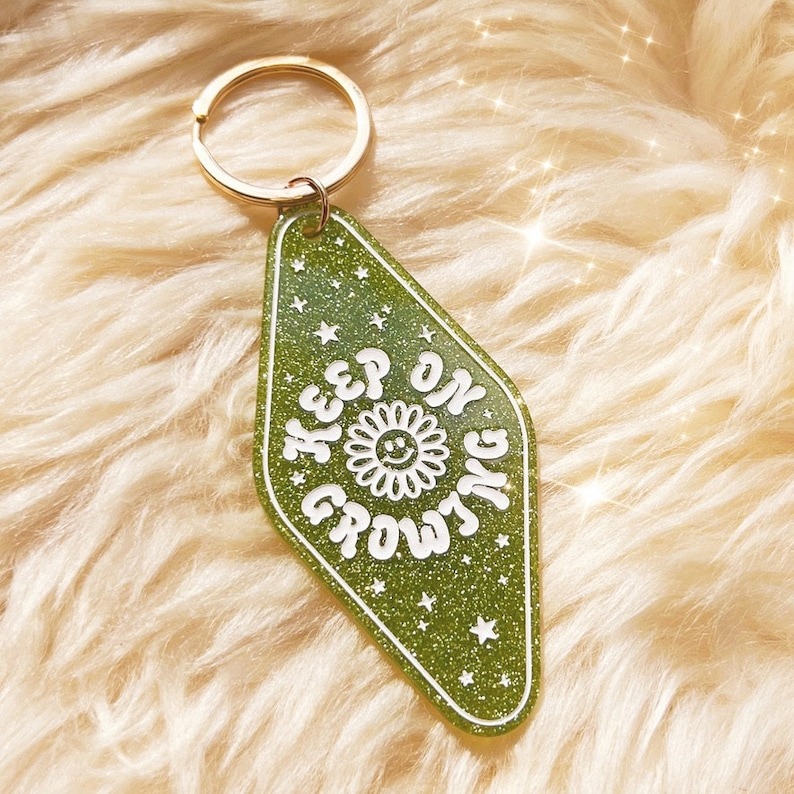 Positive Affirmation Glitter Motel Keychain
