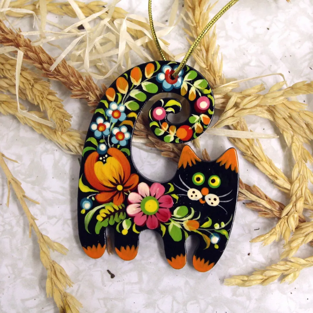 Funny Hand Drawn Cat Christmas Decorations