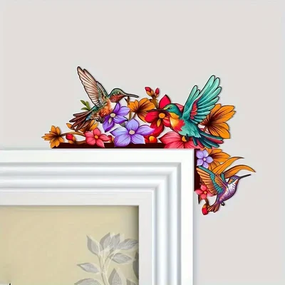 🌈✨Wooden Colorful Hummingbird Door Corner Decor