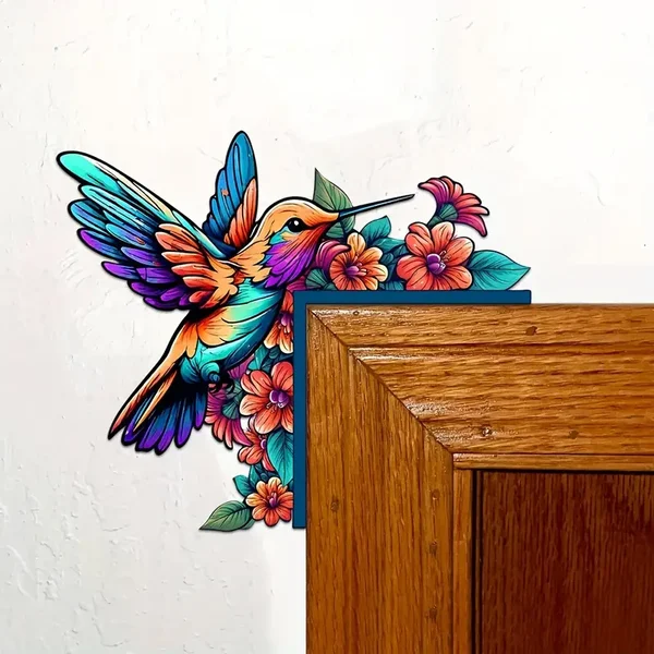 🌈✨Wooden Colorful Hummingbird Door Corner Decor