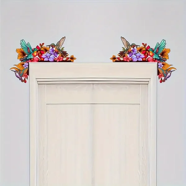 🌈✨Wooden Colorful Hummingbird Door Corner Decor