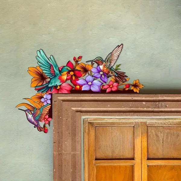 🌈✨Wooden Colorful Hummingbird Door Corner Decor