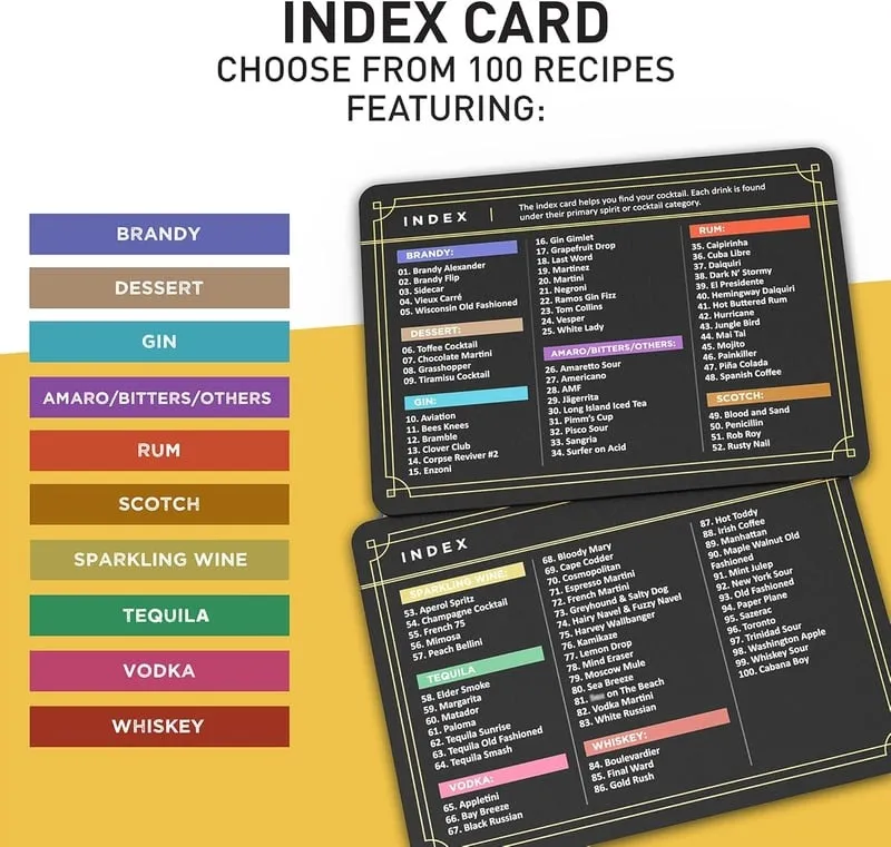 Cocktail 🍸Cards: 100 Cocktail Recipes to Master Cocktails🍾
