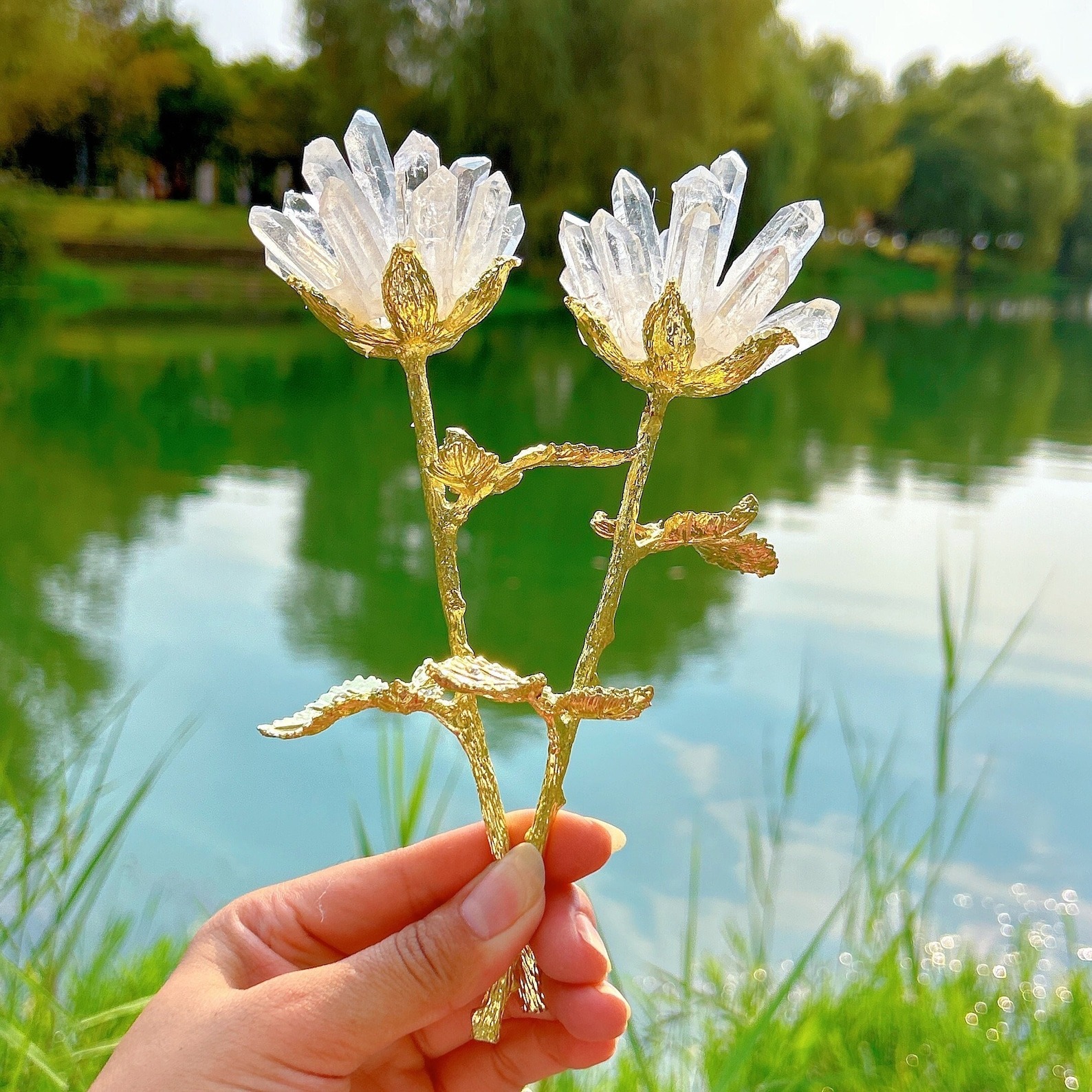 Natural Clear Quartz Crystal Flowers 