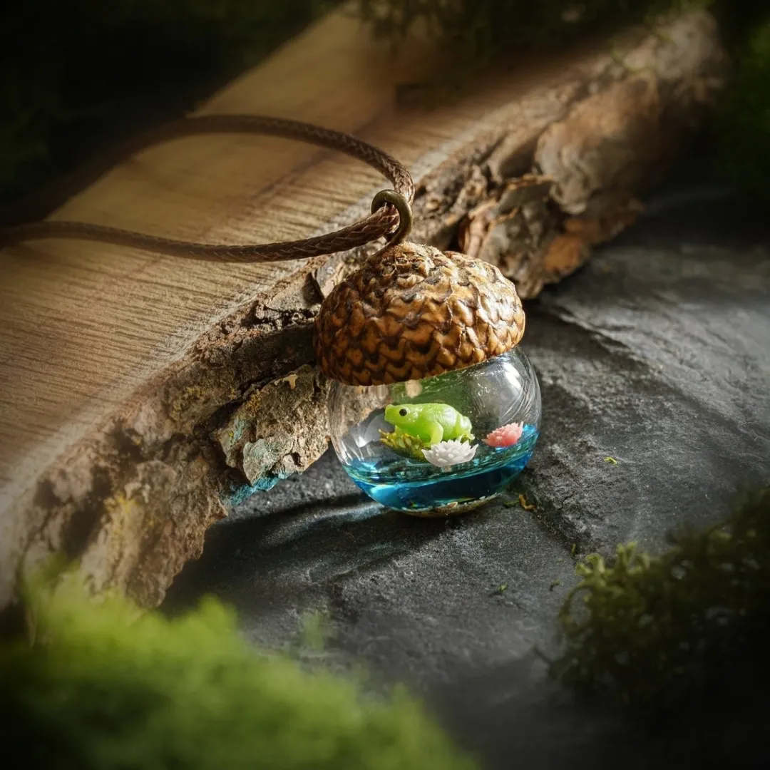 Frog Wood Resin Pendant Gift For Nature Lover