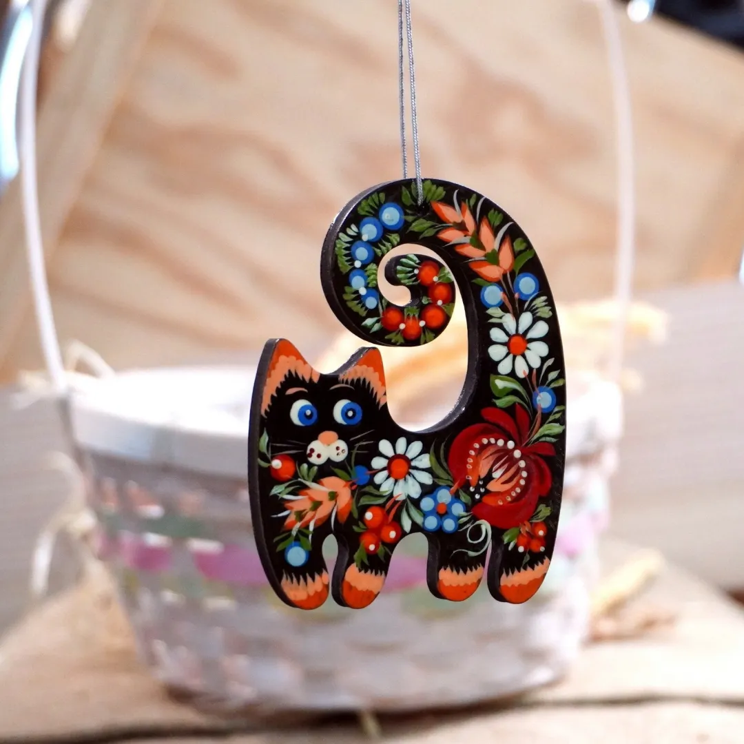 Funny Hand Drawn Cat Christmas Decorations