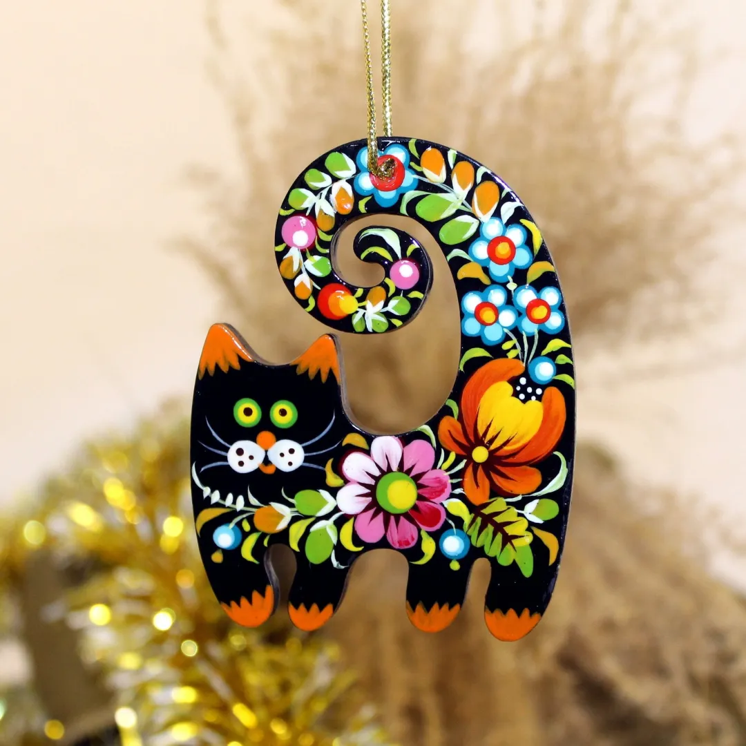 Funny Hand Drawn Cat Christmas Decorations